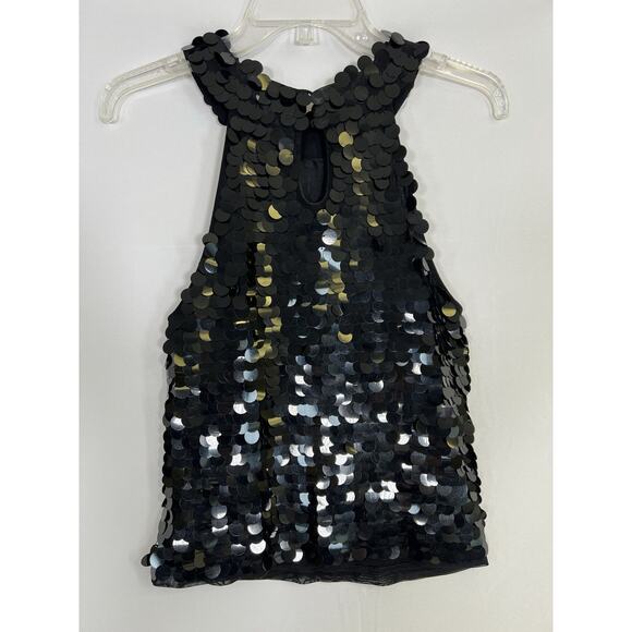 Sequin Tank Avenue Montaigne Black Vintage Women’s Sz S Vintage Wimsigoth - Picture 2 of 7